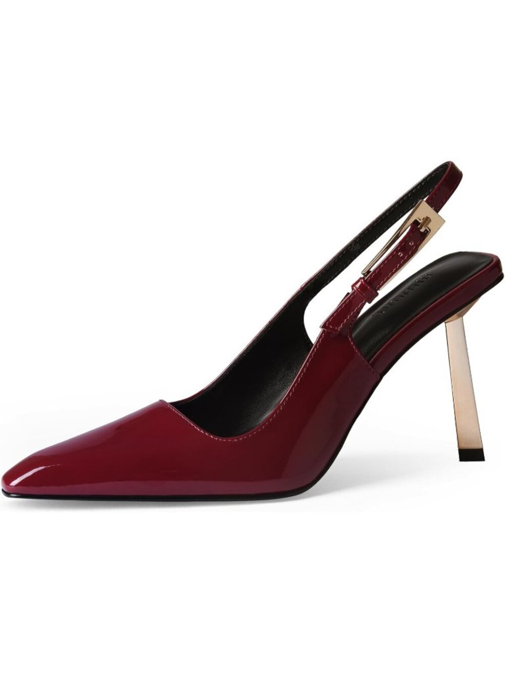 Women's Red Leather Slingback Heels Kitten Heel Closed Toe Pumps Dress Shoes